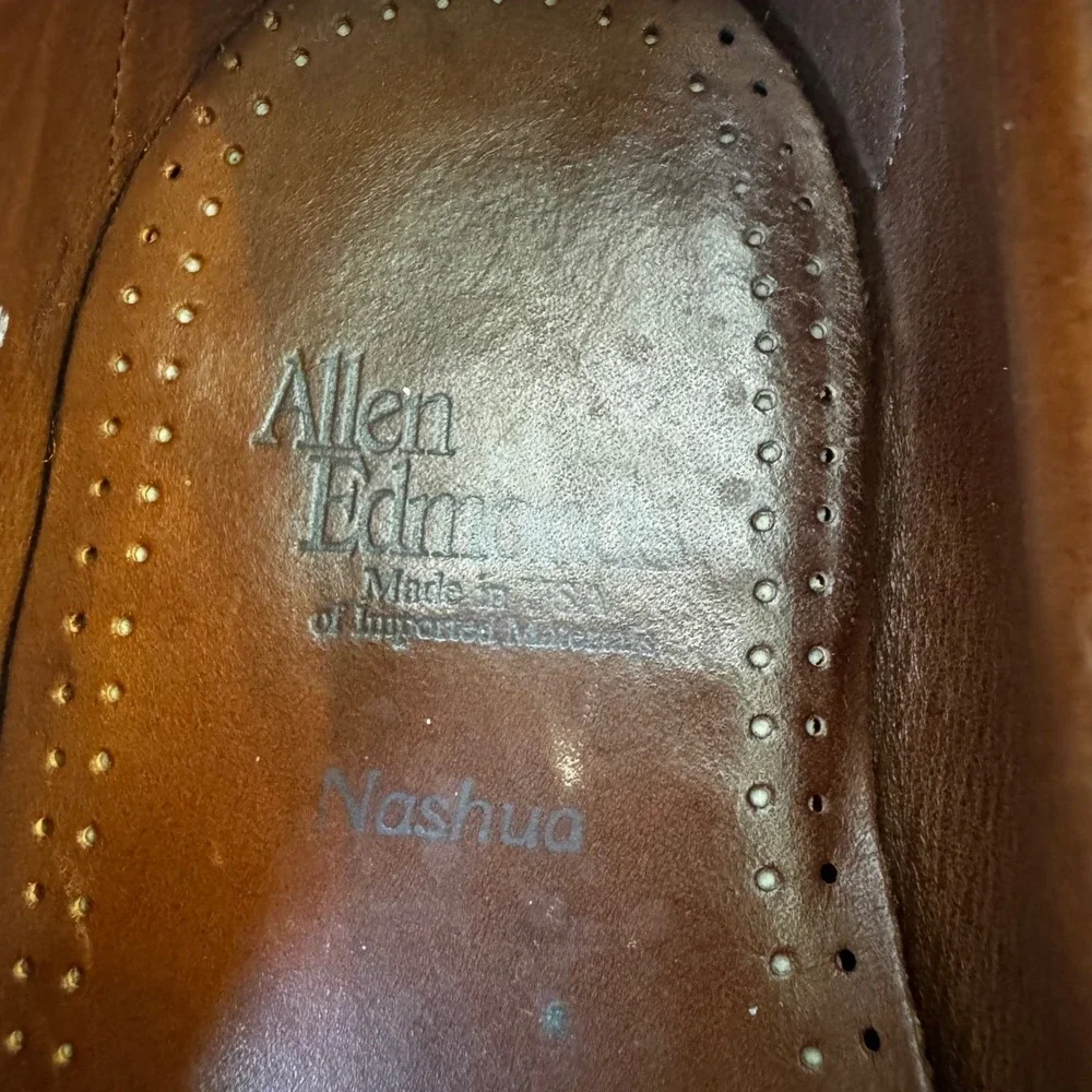 Allen‎ Edmonds Nashua Men 10.5 D Brown Black Leather Kiltie Tassel Loafers 42250
